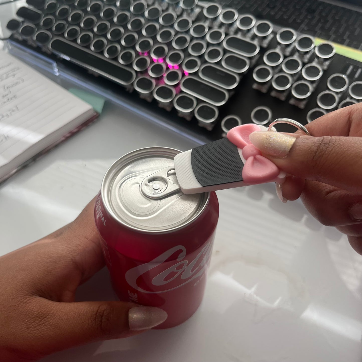 Pink Bow Coffee Cup Can Opener Keychain | FlipHer Finds