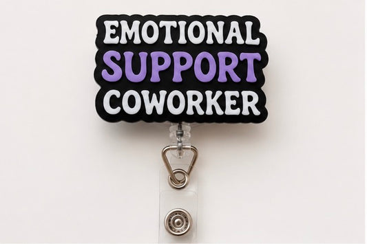 Emotional Support Coworker Badge Reel | Funny Retractable ID Holder