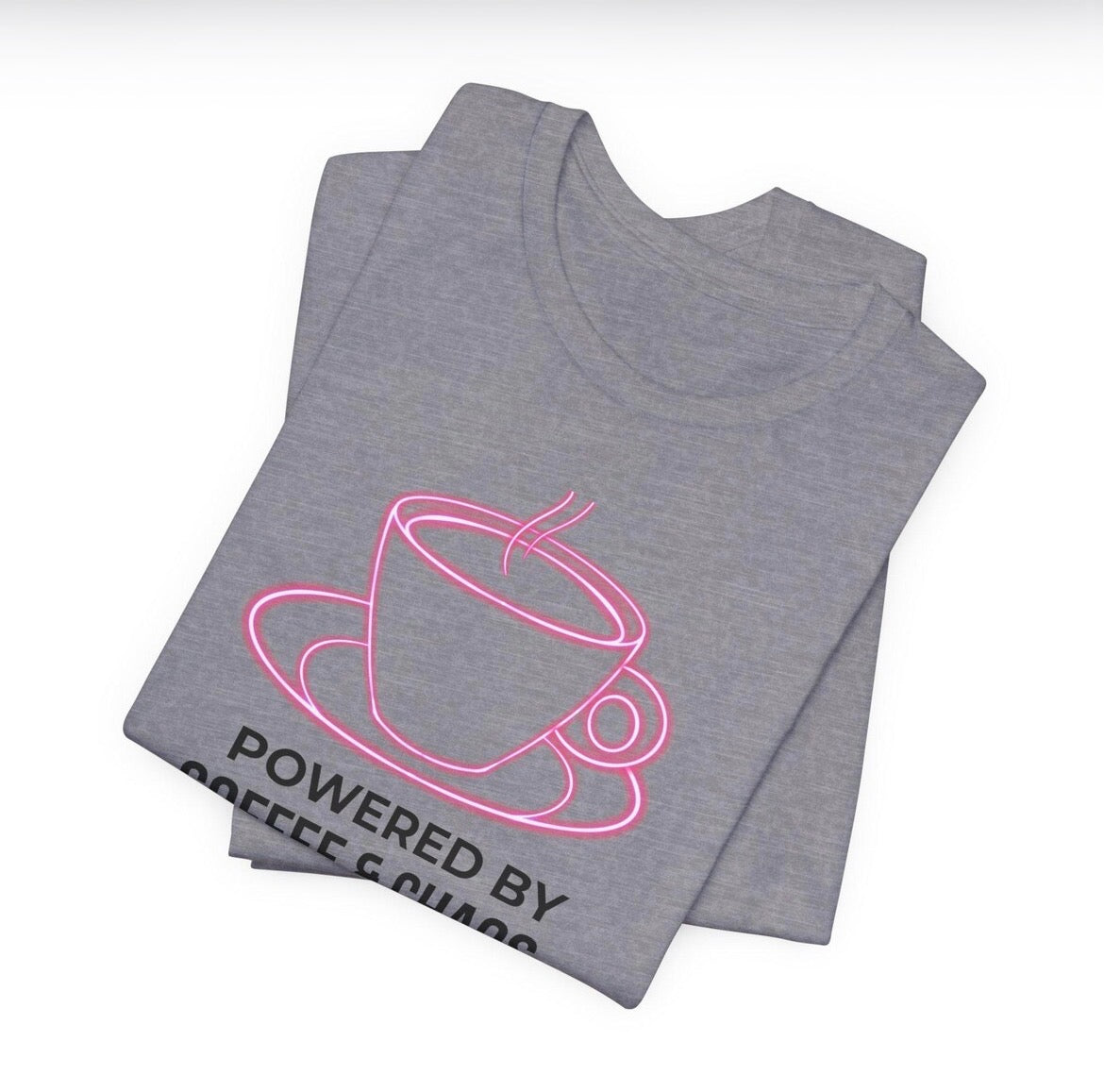 Powered by Coffee & Chaos T-Shirt | Funny Office Graphic Tee