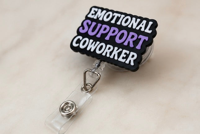 Emotional Support Coworker Badge Reel | Funny Retractable ID Holder