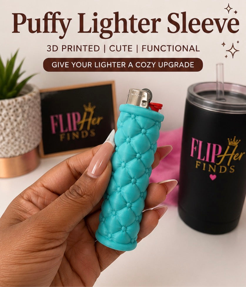 Puffy Lighter Sleeve Keychain | 3D Printed Quilted Bic Lighter Cover