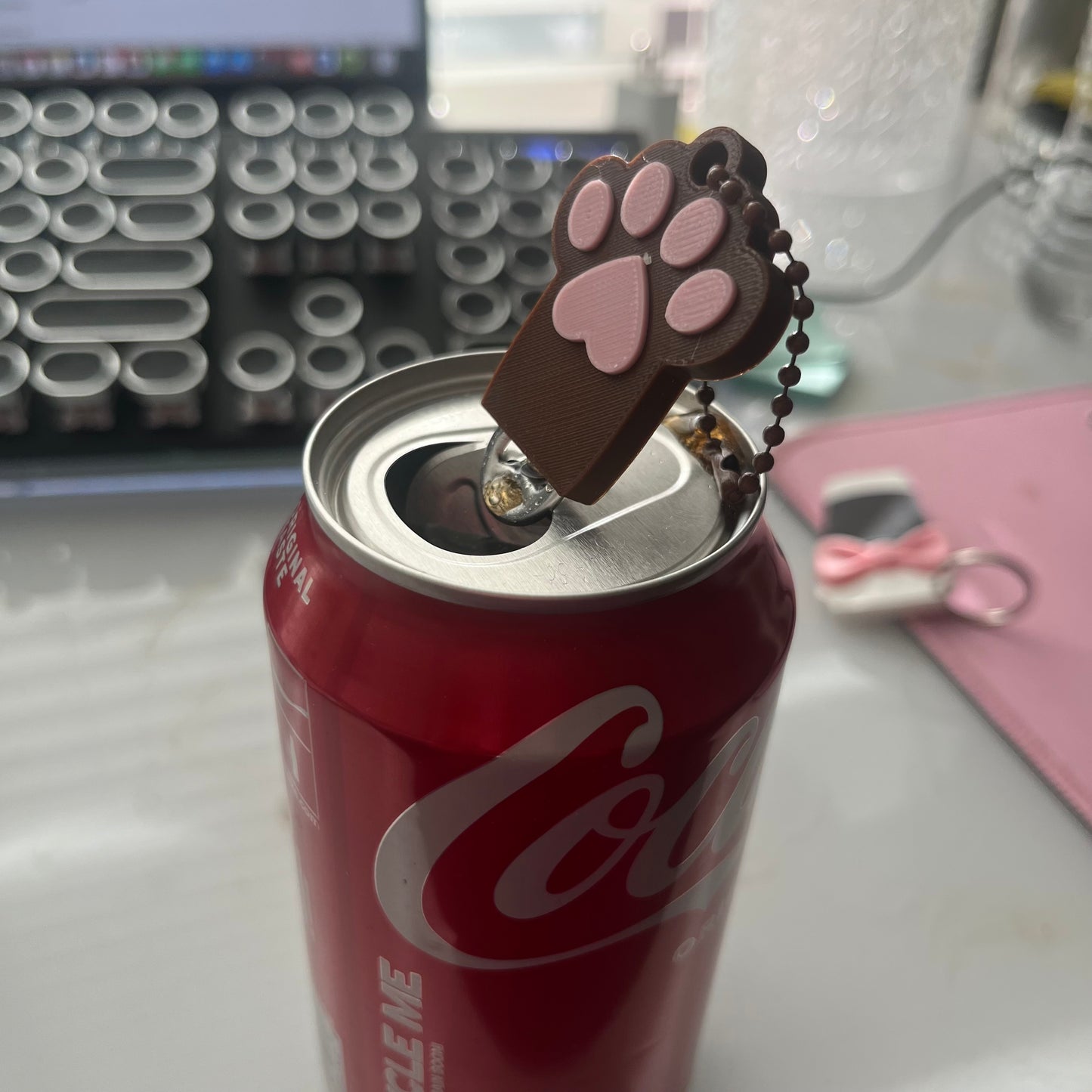 Paw Print Can Opener Keychain | Cute Dog Lover Gift | Easy Soda Tab Opener